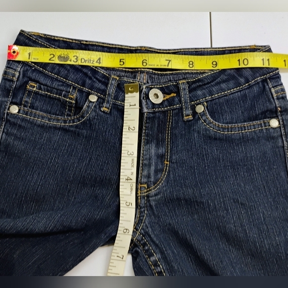 Levi's Super Skinny Blue Jeans Girls Sz 7 Stretch Dark Wash Low Rise D-2 - Picture 5 of 11